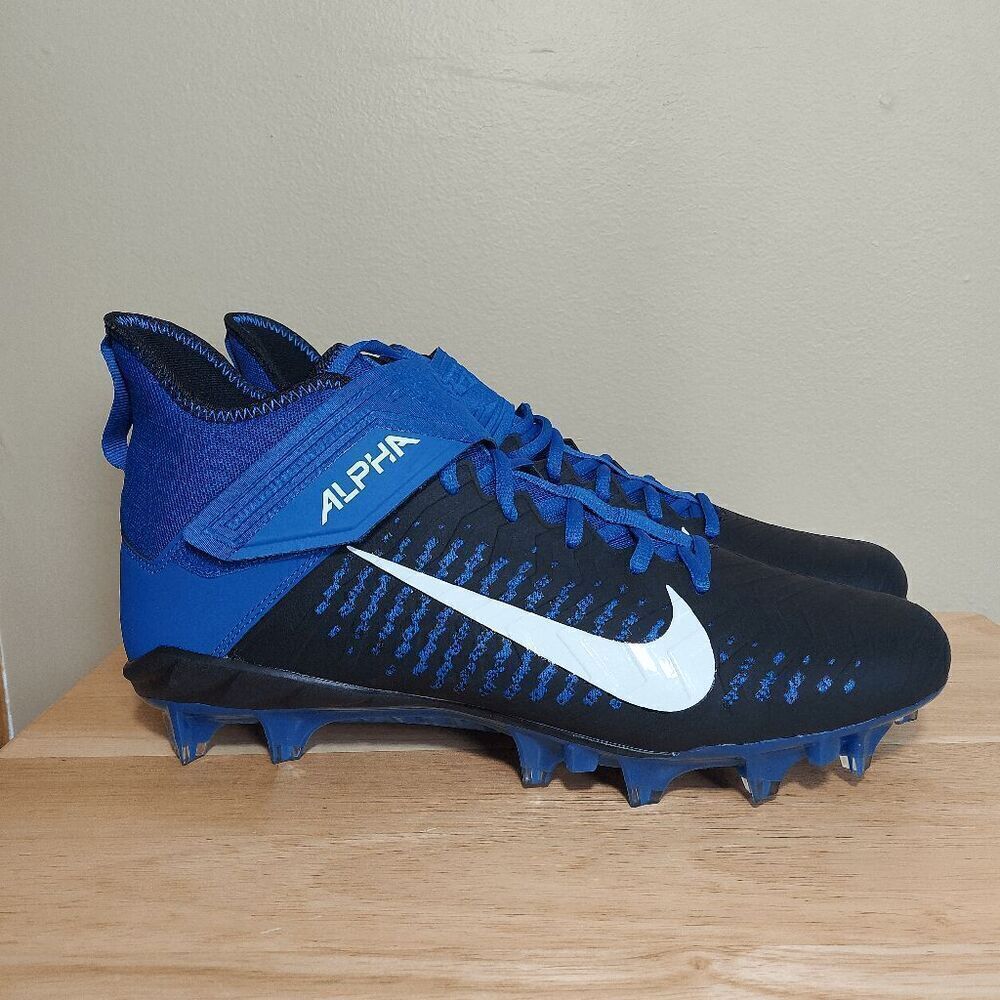 Nike Alpha Menace Pro 2 Mid Football Cleats Black Blue BV3945-400 Mens Size 12.5